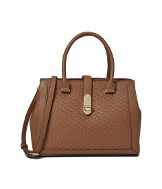 【送料無料】 アンクライン レディース ハンドバッグ バッグ Medium Embossed Logo Satchel With Turn Lock Chestnut