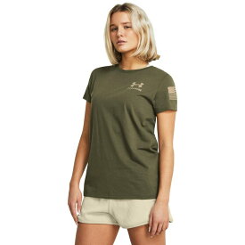 【送料無料】 アンダーアーマー レディース シャツ トップス New Freedom Banner T-Shirt Marine OD Green