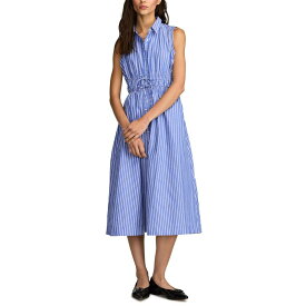 【送料無料】 ラッキーブランド レディース ワンピース トップス Cinch Waist Shirt Dress Blue Stripe