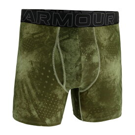 【送料無料】 アンダーアーマー メンズ ボクサーパンツ アンダーウェア Performance Tech Print 6" Boxer Briefs Marine OD Green