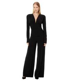 【送料無料】 ノーマカマリ レディース カジュアルパンツ ボトムス V-Neck Long Sleeve Shirred Waist Jumpsuit with Shoulder Pads Black