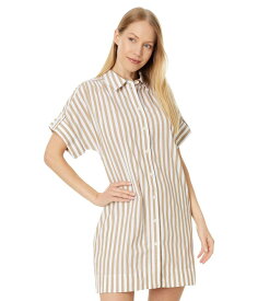 【送料無料】 メイドウェル レディース ワンピース トップス Collared Button-Front Mini Shirtdress in Stripe Seed Khaki