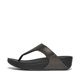 【送料無料】 フィットフロップ レディース サンダル シューズ Lulu Glitz-Canvas Toe-Post Sandals Pewter Black