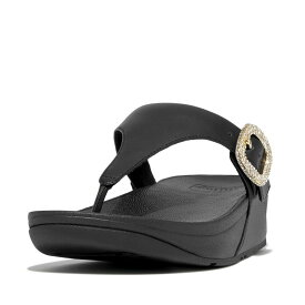 【送料無料】 フィットフロップ レディース サンダル シューズ Lulu Crystal-Buckle Leather Toe-Post Sandals Black