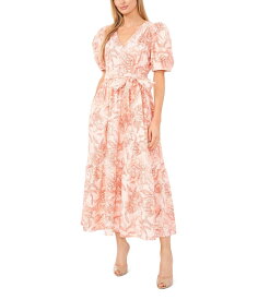 【送料無料】 セセ レディース ワンピース トップス Printed Linen Puff Sleeve V-Neck Maxi Dress Sweet Rose