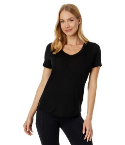 �X�}�[�g�E�[�� ���f�B�[�X �g�b�v�X �V���c V�l�b�N Smartwool Merino Sport 120 V-Neck Short Sleeve Black �u���b�N