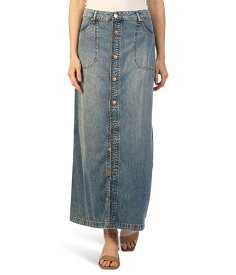 【送料無料】 カットフロムザクロス レディース スカート ボトムス Liora - Button Front Long Skirt W/ Pork Chop Pockets Medium Wash