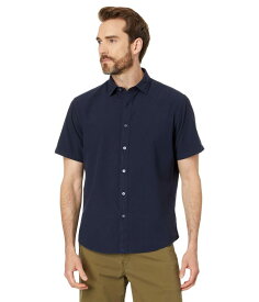 【送料無料】 アンタックイット メンズ シャツ トップス Cotton Seersucker Short-Sleeve Pavao Shirt Navy