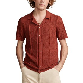 【送料無料】 ラッキーブランド メンズ コート アウター Crochet Camp Collar Short Sleeve Shirt Burnt Henna