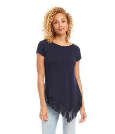 【送料無料】 カレンケーン レディース シャツ トップス Angled Fringe Top Navy