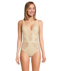 yz xbJ fB[X ㉺Zbg  Polished Crochet Plunge One Piece Gold