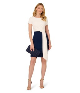 yz AhAi py fB[X s[X gbvX Color-Block Draped Short Dress Ivory/Navy
