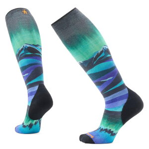 �X�}�[�g�E�[�� ���f�B�[�X �A���_�[�E�F�A �C�� �v�����g Smartwool Ski Targeted Cushion Compression Print Over The Calf Socks Black �u���b�N