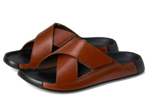 GR[ Y V[Y T_ Cognac ECCO Cozmo Two Band Cross Slide Sandal