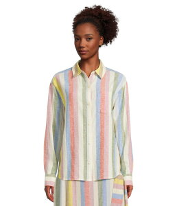 �y���h���g�� ���f�B�[�X �g�b�v�X �V���c Pendleton Coastal Striped Button Up Shirt Multi Stripe �}���`�J���[