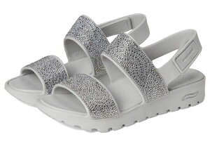 XPb`[Y fB[X V[Y T_ Gray SKECHERS Foamies Arch Fit Footsteps Double Band with Rhinestones