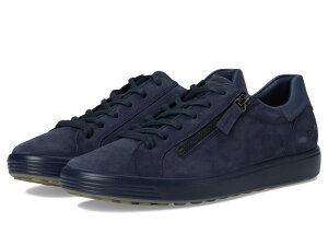 �G�R�[ ���f�B�[�X �V���[�Y �X�j�[�J�[ ���[�X ECCO Soft 7 Side Zip Lace Sneakers Marine Nubuck/G
