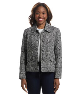 �G���I�b�g���[���� ���f�B�[�X �A�E�^�[ �R�[�g �W���P�b�g Elliott Lauren Power Play - Button Closure Herringbone Jacket With Flap Pockets Detail Grey Multi �O���[