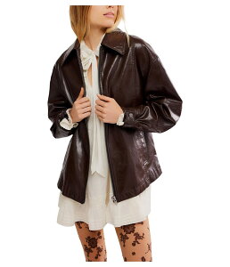 �t���[�s�[�v�� ���f�B�[�X �A�E�^�[ �R�[�g ���U�[ �W���P�b�g Free People We The Free Sloane Vegan Leather Jacket Chocolate �`���R���[�g