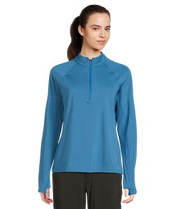 �G���G���r�[�� ���f�B�[�X �g�b�v�X �V���c �n�[�t�W�b�v L.L.Bean Access Trail Quarter Zip Pullover Blue Water �u���[