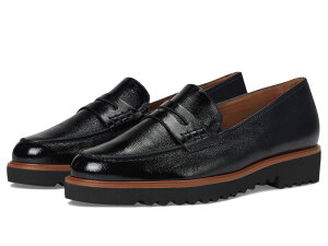�|�[���E�O���[�� ���f�B�[�X �V���[�Y �X���b�|���E���[�t�@�[ Paul Green Carmel Loafers Black Crinkled �u���b�N