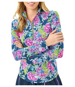 �����[�s�����b�c�@�[ ���f�B�[�X �A�E�^�[ �R�[�g �n�[�t�W�b�v Lilly Pulitzer Justine Half Zip Upf 50+ Multi Dahlia Li �}���`�J���[