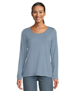 �G���G���r�[�� ���f�B�[�X �g�b�v�X �V���c L.L.Bean Soft Stretch Supima Tee Scoop Neck Long Sleeve Bayside Blue �u���[