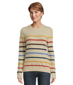 �G���G���r�[�� ���f�B�[�X �A�E�^�[ �j�b�g�E�Z�[�^�[ �N���[�l�b�N L.L.Bean Classicashmere Sweater Crewneck Stripe Natural Multi S �}���`�J���[