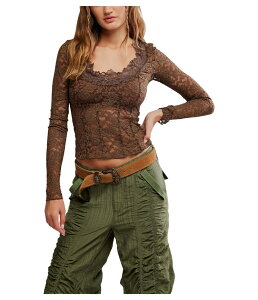 �t���[�s�[�v�� ���f�B�[�X �g�b�v�X �V���c Free People All Night Long Sleeve Teak
