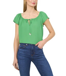 �Z�Z ���f�B�[�X �g�b�v�X �V���c CeCenter Frontie Round Neckline Flutter Sleeve Top Medium Green �O���[��