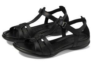 �G�R�[ ���f�B�[�X �V���[�Y �T���_�� ECCO Flash T-Strap Sandal Black/Black �u���b�N