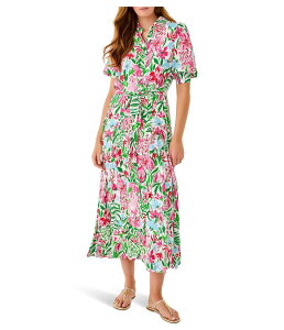 �����[�s�����b�c�@�[ ���f�B�[�X �g�b�v�X �����s�[�X �~�f�B �V���c Lilly Pulitzer Larkyn Midi Shirtdress Glowingardens