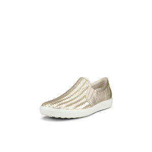 �G�R�[ ���f�B�[�X �V���[�Y �X�j�[�J�[ ECCO Soft 7 Woven Slip-On II Pure White Gold �z���C�g