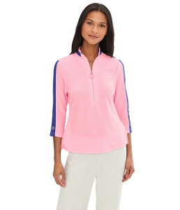 �W���C�~�[�T�h�b�N ���f�B�[�X �g�b�v�X �V���c Jamie Sadock Textured Ottoman 3/4 Sleeve 1/4 Zip Top Valentine Pink �s���N