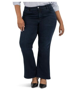 �J�b�g�t�����U�N���X ���f�B�[�X �{�g���X �f�j���p���c �v���X�T�C�Y KUT from the Kloth Plusize Ana High-rise Fab Flare-Baby Double Needle All Over Ambitious