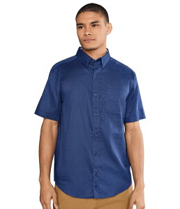�W�����X�g���A���h�}�[�t�B�[ �����Y �g�b�v�X �V���c �v�����g ���� �R�b�g�� Johnston & Murphy Logan Printed Cotton Short-sleeve Shirt Navy Mini Circl �l�C�r�[