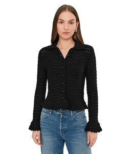 ���C�h�E�F�� ���f�B�[�X �A�E�^�[ �j�b�g�E�Z�[�^�[ �J�[�f�B�K�� Madewell Pointelle-Knit Peplum Cardigan Jet Black �u���b�N