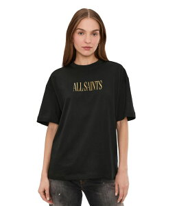 �I�[���Z�C���c ���f�B�[�X �g�b�v�X �V���c AllSaints Cora Etta Tee Black �u���b�N