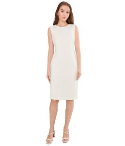 �J���o���N���C�� ���f�B�[�X �g�b�v�X �����s�[�X�L���[�o �m�[�X���[�u Calvin Klein Sleevelesscuba Seam Detailed Sheath Cream �N���[��