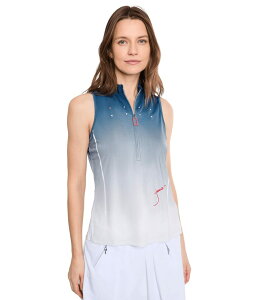 �W���C�~�[�T�h�b�N ���f�B�[�X �g�b�v�X �V���c ���b�N�l�b�N �m�[�X���[�u Jamie Sadock Sunsense Dusk Sleeveless Mock Neck 1/4 Zip Top Blue �u���[