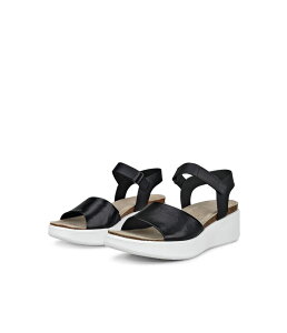 �G�R�[ ���f�B�[�X �V���[�Y �q�[�� �T���_�� ECCO Flowt Wedge Cork Sandal Black/Black �u���b�N