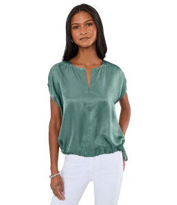 �G�C���[���t�B�b�V���[ ���f�B�[�X �g�b�v�X �V���c �T�e�� Eileen Fisher Lightweight Satin Shimmer Square TopWo Nile