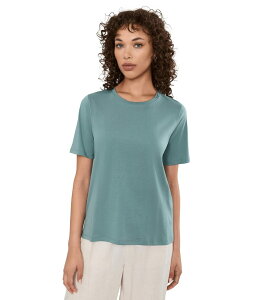 �G�C���[���t�B�b�V���[ ���f�B�[�X �g�b�v�X �V���c �R�b�g�� �W���[�W�[ Eileen Fisher Organic Pima Cotton Jersey Round Neck Tee Nile