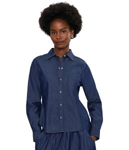 �j�b�N�v���X�]�[�C ���f�B�[�X �g�b�v�X �V���c �f�j�� Nic+zoe Drapey Denim Shirt Dark Wash �f�j��