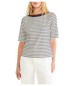 �j�b�N�v���X�]�[�C ���f�B�[�X �g�b�v�X �V���c �h�J Nic+zoembroide red Boatneck Top Indigo Multi �C���f�B�S