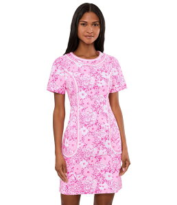 �����[�s�����b�c�@�[ ���f�B�[�X �g�b�v�X �����s�[�X Lilly Pulitzer Adetta Short Sleeve Stretch Shift Dress Conch Shell Pin