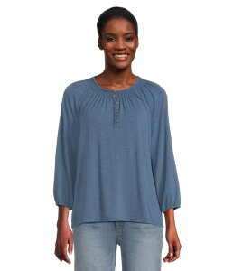�G���G���r�[�� ���f�B�[�X �g�b�v�X �V���c L.l.bean Camden Hills Tee Three-Quarter-Sleeve Bright Mariner