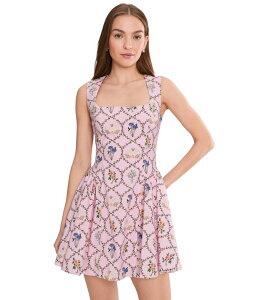 �A���F�b�N���t�B�[�� ���f�B�[�X �g�b�v�X �����s�[�X �~�j Avec Les Filles Hip Flounce Square Neck Mini Dress Bloom Felicity