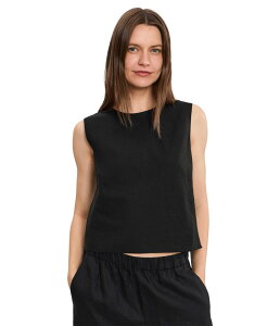 ���B���X ���f�B�[�X �g�b�v�X �V���c �N���[�l�b�N ���l�� Vince Linen Crew Neck Shell Black �u���b�N