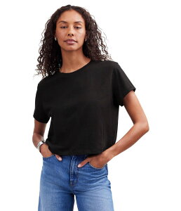 ���C�h�E�F�� ���f�B�[�X �g�b�v�X �V���c Madewell The Boxy Crop Tee in Soft Slub Jet Black �u���b�N